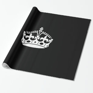 KEEP CALM CROWN on Black Decor Wrapping Paper
