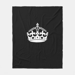 Keep Calm Crown on Black Fleece Blanket