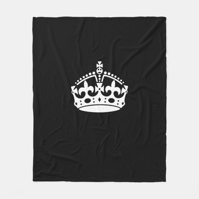 Keep Calm Crown on Black Fleece Blanket (Front)