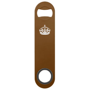 Keep Calm Crown on Brown Decor Bar Key