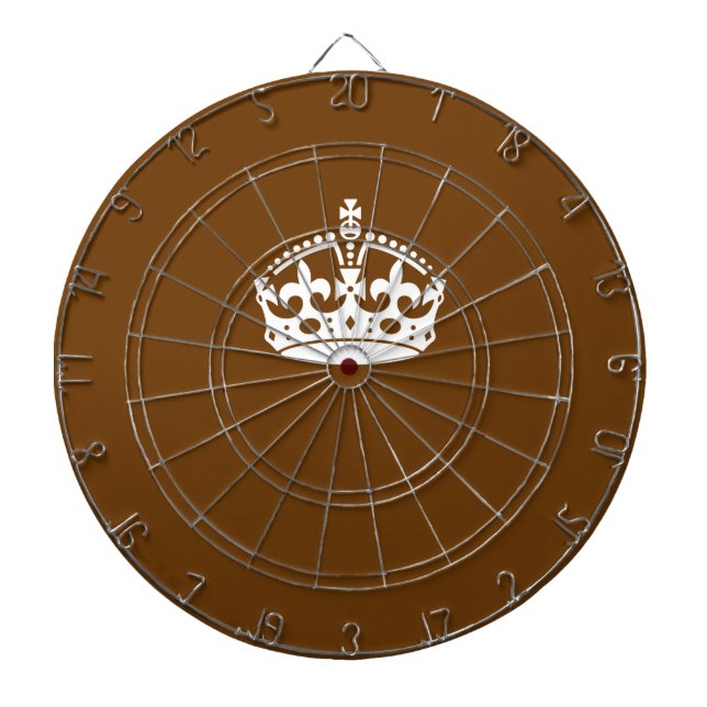 Keep Calm Crown on Brown Decor Dartboard (Front)