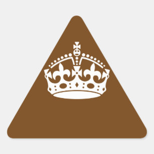 Keep Calm Crown on Brown Decor Triangle Sticker