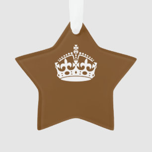 Keep Calm Crown on Brown Ornament