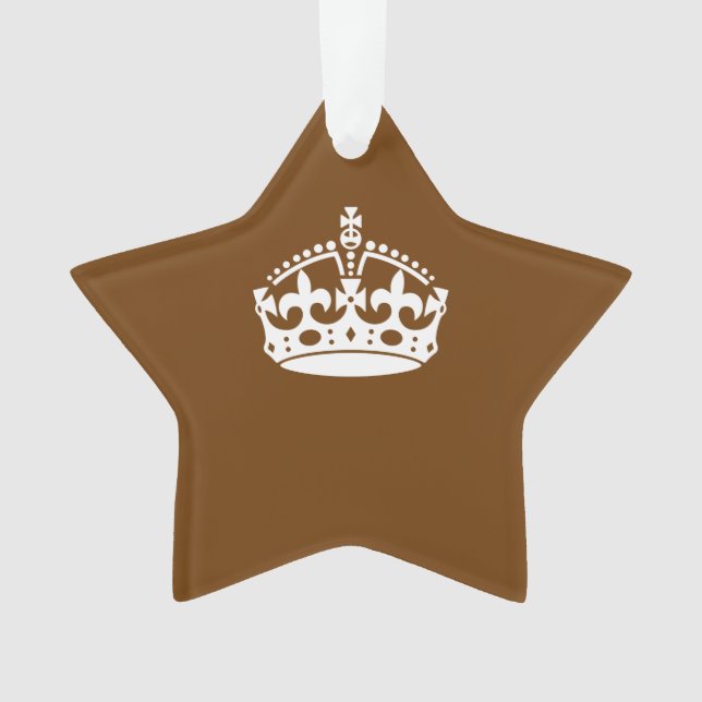 Keep Calm Crown on Brown Ornament (Front)