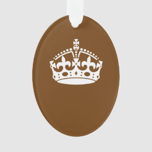 Keep Calm Crown on Brown Ornament