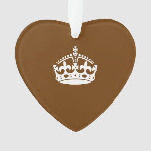 Keep Calm Crown on Brown Ornament