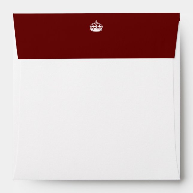 Keep Calm Crown on Burgundy Red Decor Envelopes (Back (Top Flap))