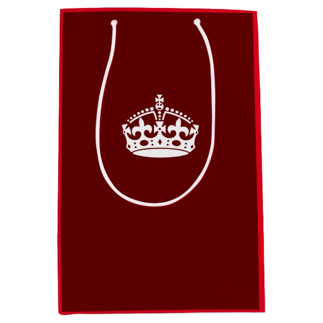 Keep Calm Crown on Burgundy Red Decor Medium Gift Bag (Front)