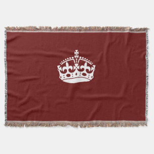 Keep Calm Crown on Burgundy Red Decor Throw Blanket