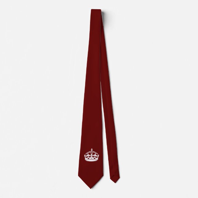 Keep Calm Crown on Burgundy Red Tie (Front)