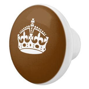Keep Calm Crown on Chocolate Brown Customozable Ceramic Knob