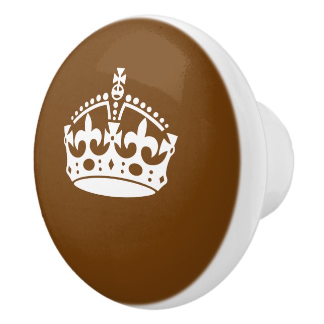 Keep Calm Crown on Chocolate Brown Customozable Ceramic Knob (Right)