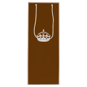 Keep Calm Crown on Chocolate Brown Wine Gift Bag