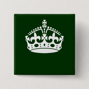 KEEP CALM CROWN on Forest Green Customize This 2 Inch Square Button