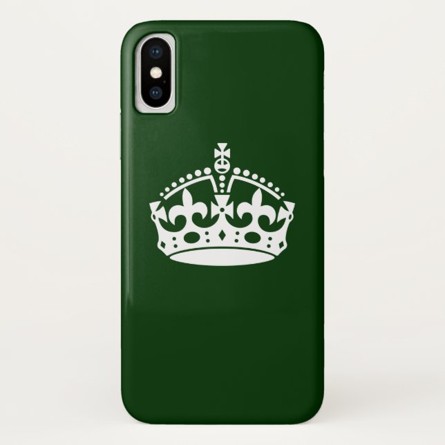 KEEP CALM CROWN on Forest Green Customize This Case-Mate iPhone Case (Back)
