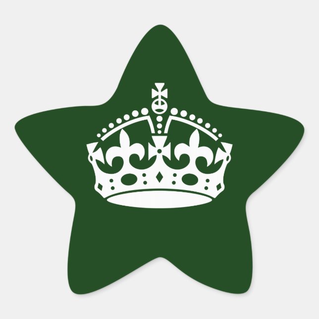 KEEP CALM CROWN on Forest Green Customize This Star Sticker (Front)
