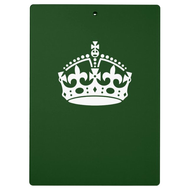 Keep Calm Crown on Forest Green Decor Clipboard (Back)