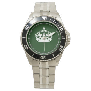 Keep Calm Crown on Forest Green Decor Watch