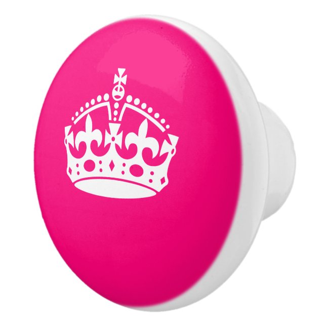Keep Calm Crown on Fuchsia Pink Customozable Ceramic Knob (Right)
