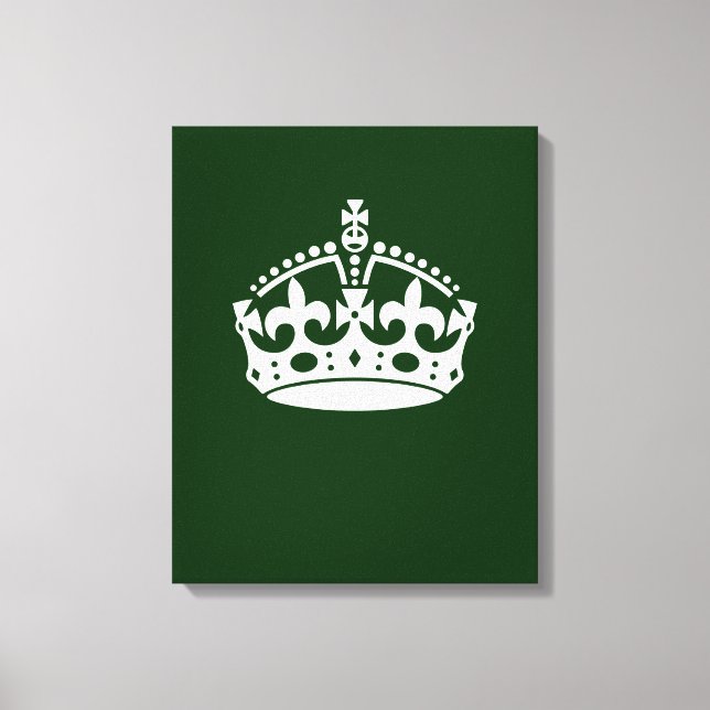 KEEP CALM CROWN on Green Customize This Canvas Print (Front)
