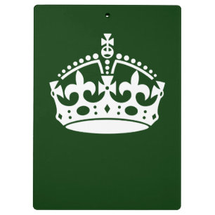 KEEP CALM CROWN on Green Customize This Clipboard
