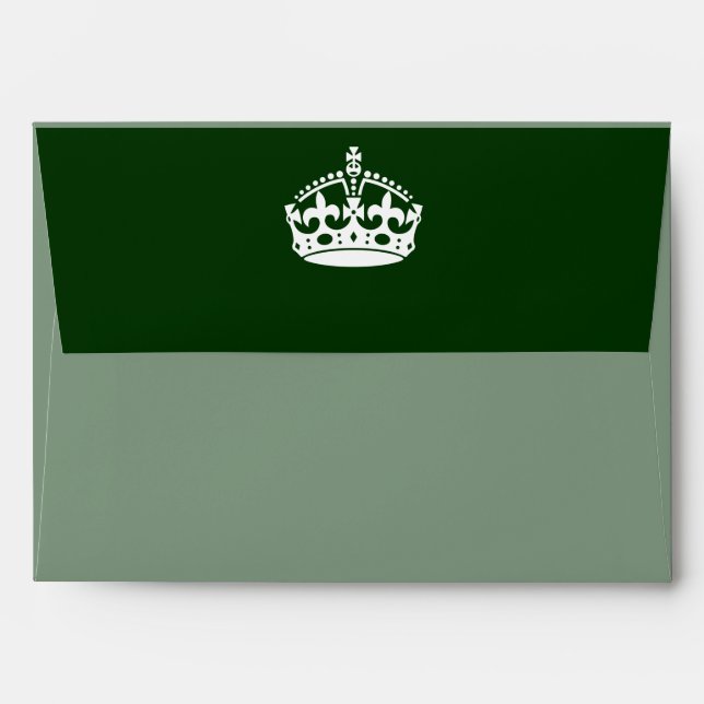 KEEP CALM CROWN on Green Customize This Envelope (Back (Top Flap))