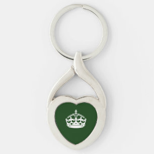KEEP CALM CROWN on Green Customize This Keychain