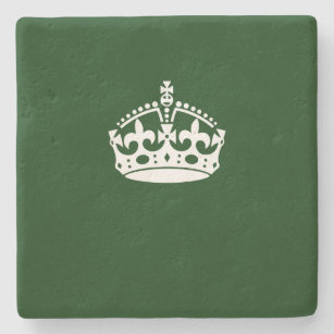 Keep Calm Crown on Green Decor Stone Coaster