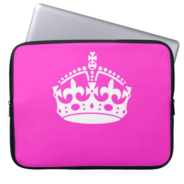 KEEP CALM CROWN on Hot Pink Customize This! Laptop Sleeve (Front)