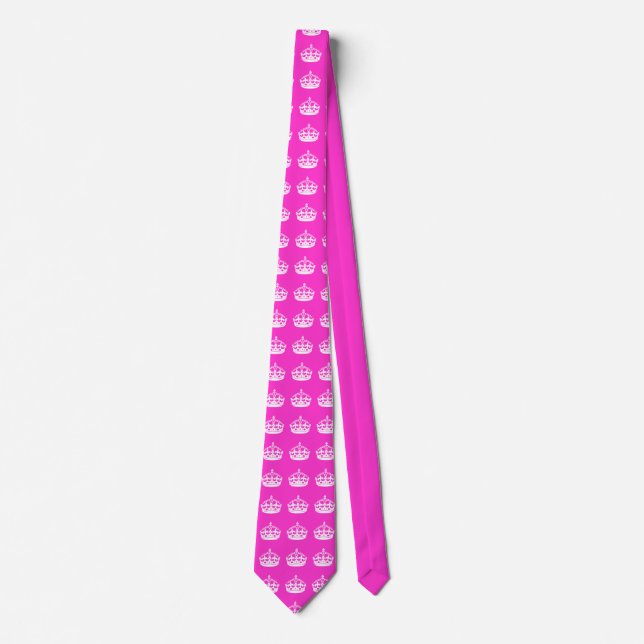 KEEP CALM CROWN on Hot Pink Customize This! Tie (Front)