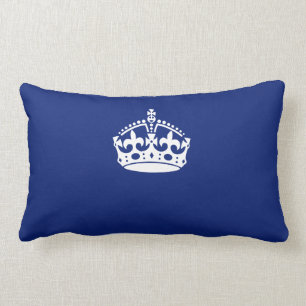 Keep Calm Crown on Navy Blue Colour Lumbar Pillow