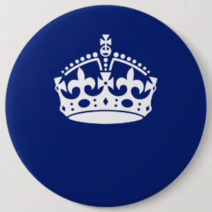 Keep Calm Crown on Navy Blue Decor 6 Inch Round Button