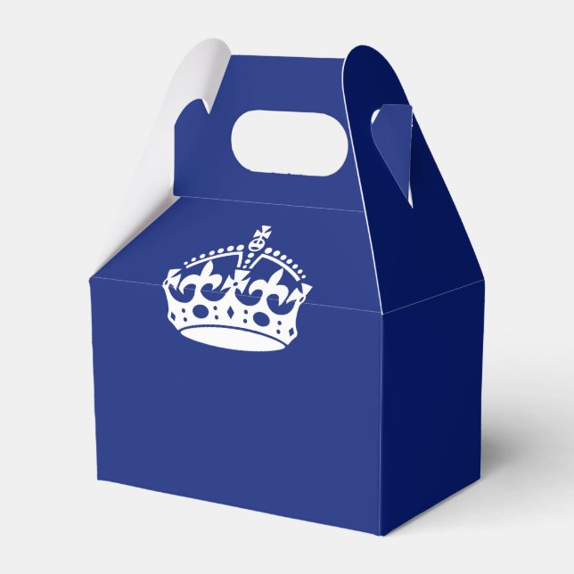 Keep Calm Crown on Navy Blue Decor Favor Box (Front Side)