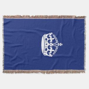 Keep Calm Crown on Navy Blue Decor Throw Blanket
