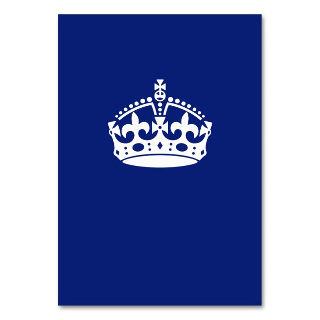 Keep Calm Crown on Navy Blue Table Number (Front)
