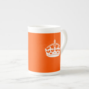 KEEP CALM CROWN on Orange Customize it Bone China Mug