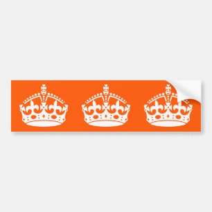 KEEP CALM CROWN on Orange Customize it Bumper Sticker