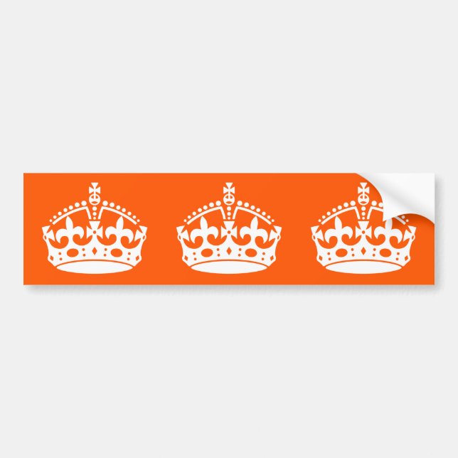 KEEP CALM CROWN on Orange Customize it Bumper Sticker (Front)