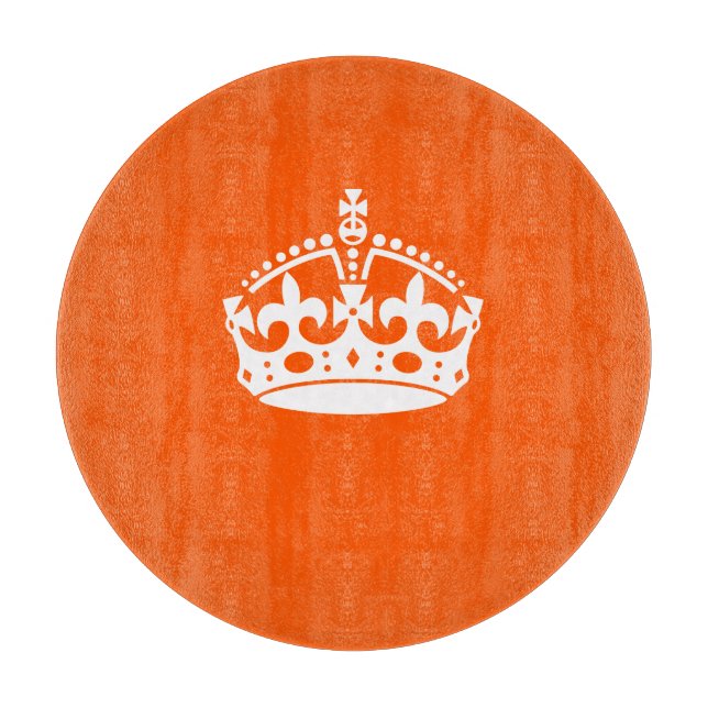 KEEP CALM CROWN on Orange Customize it Cutting Board (Front)