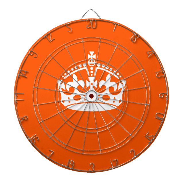 KEEP CALM CROWN on Orange Customize it Dartboard (Front)
