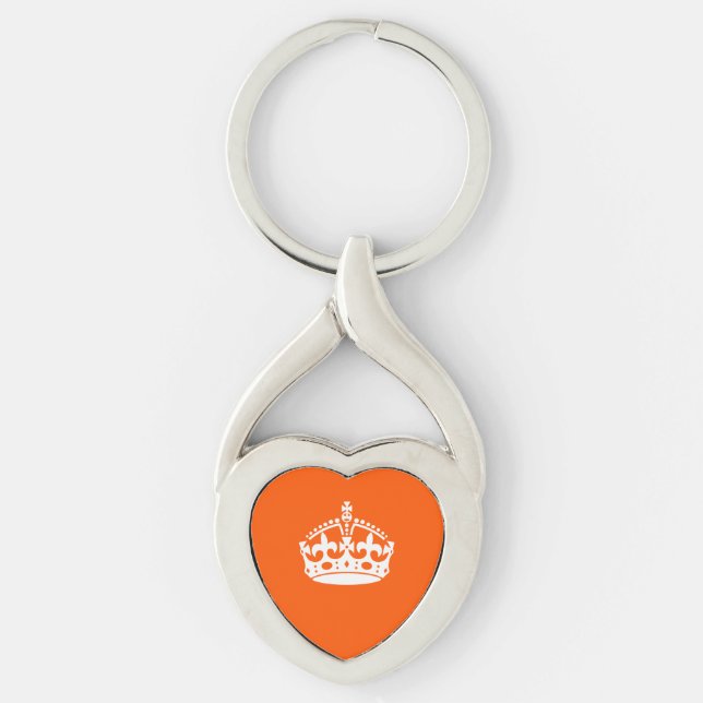 KEEP CALM CROWN on Orange Customize This Keychain (Front)