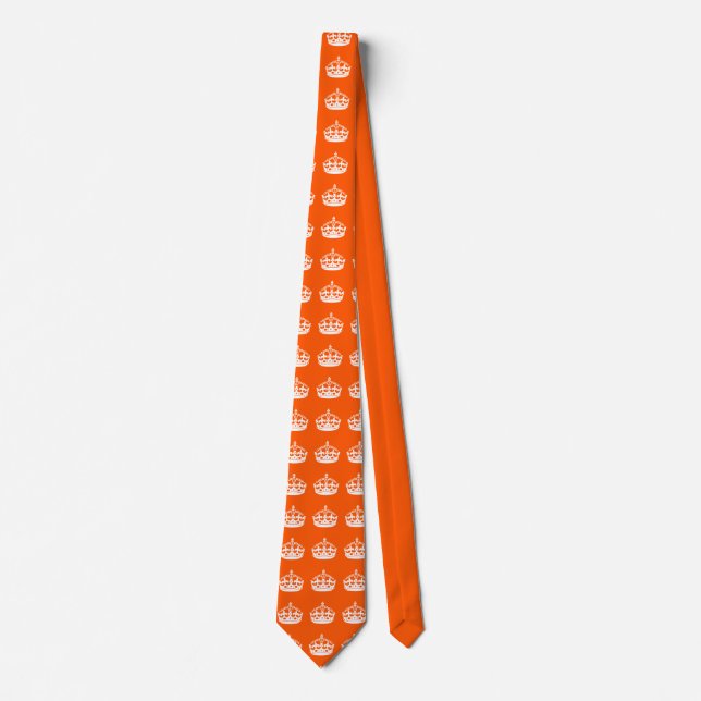 KEEP CALM CROWN on Orange Customize This! Tie (Front)