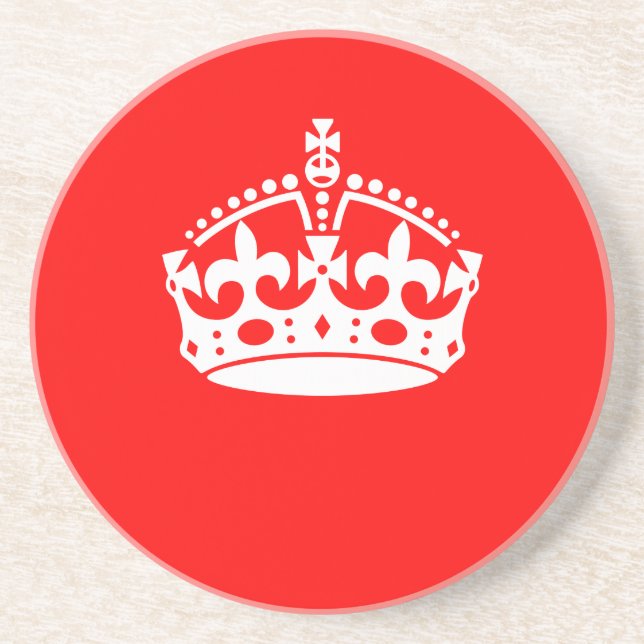 KEEP CALM CROWN on Red Decor Coaster (Front)