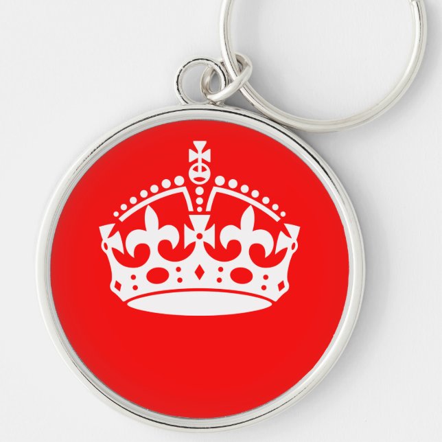 KEEP CALM CROWN on Red Decor Keychain (Front)