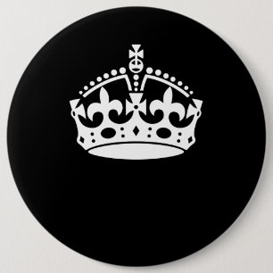 Keep Calm Crown on Solid Black 6 Inch Round Button