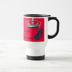 Keep Calm Crown Red Background Travel Mug