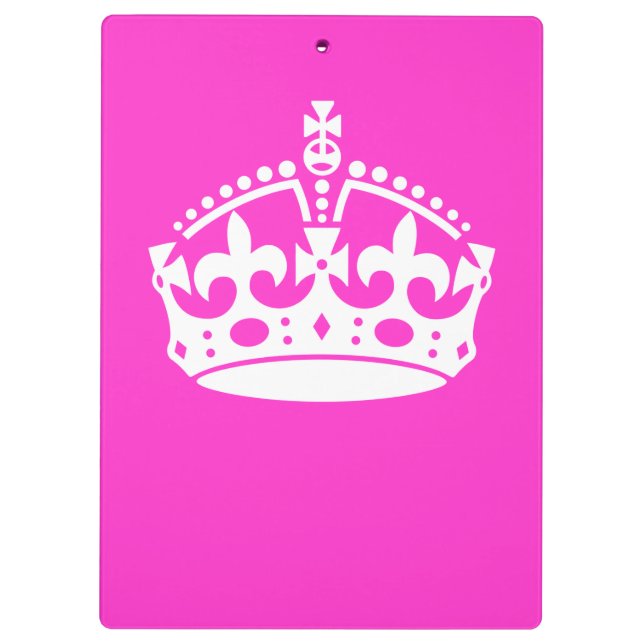 KEEP CALM CROWN Royal Icon on Pink Customize it Clipboard (Back)