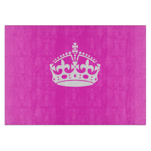 KEEP CALM CROWN Royal Icon on Pink Customize it Cutting Board