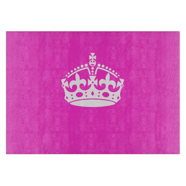 KEEP CALM CROWN Royal Icon on Pink Customize it Cutting Board (Front)