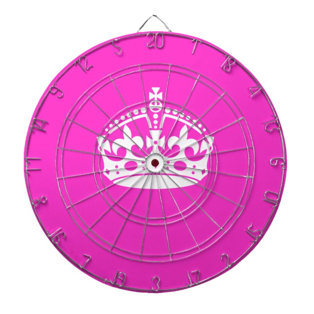 KEEP CALM CROWN Royal Icon on Pink Customize it Dartboard (Front)